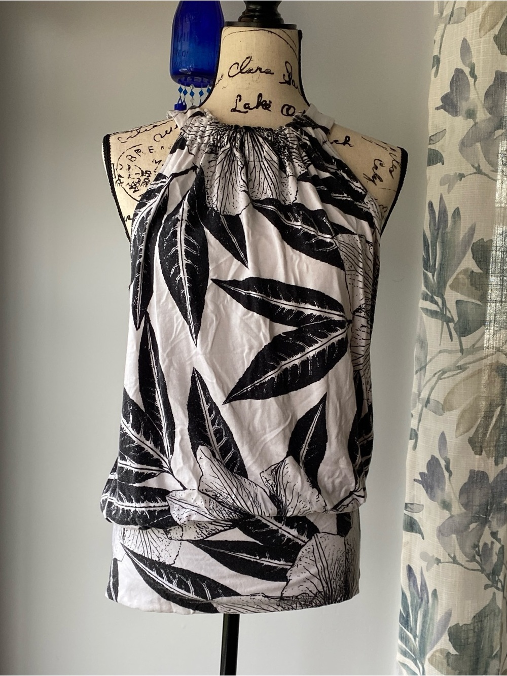 Tropical Floral Hibiscus Print Beach Resort Halter Mini Dress Small Y2k 2000s